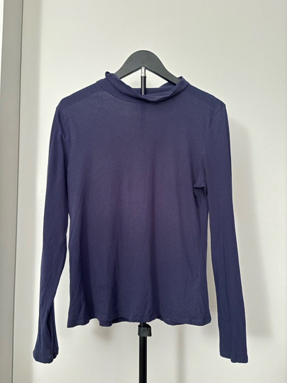 Everlane Long Sleeve Mock Neck Top - Navy Blue